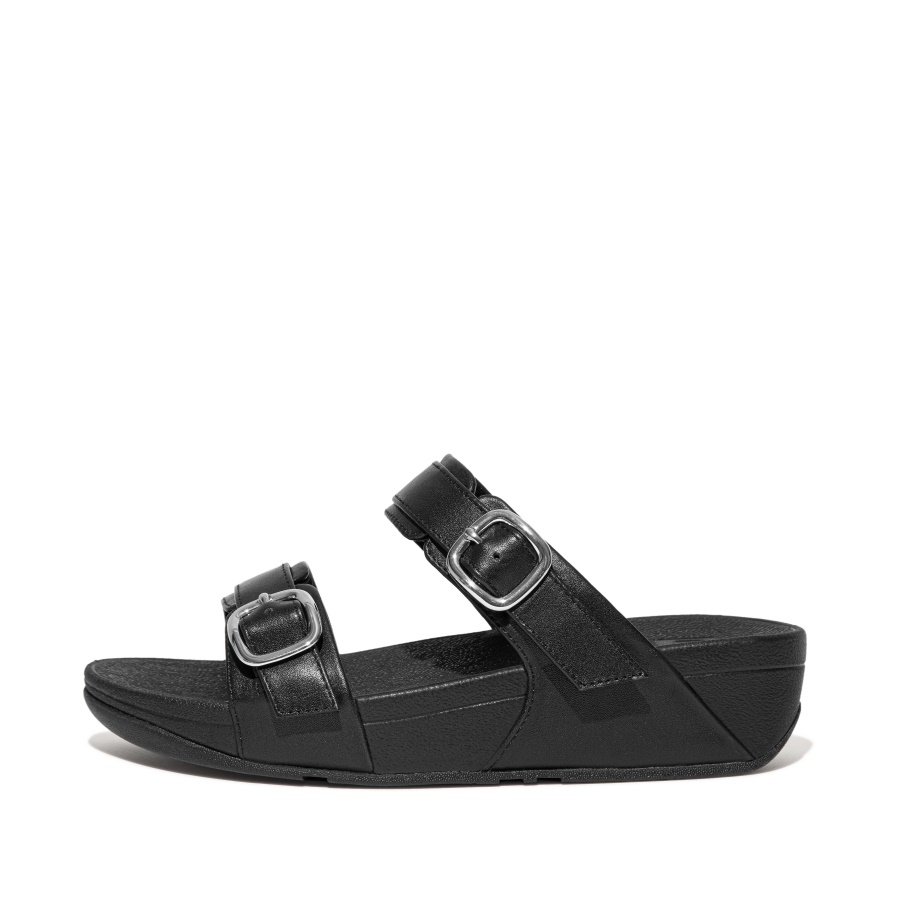 Slides De Couro Ajustáveis ​​fitflop Todo Preto