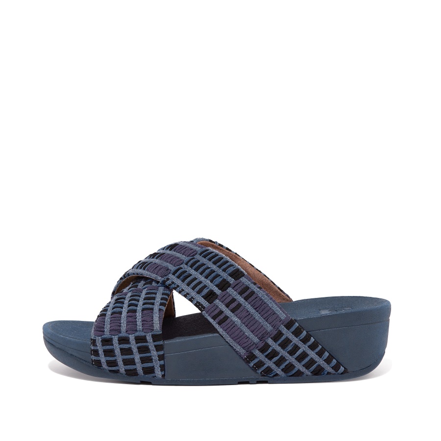 Fitflop Art-denim Cross Slides Meia-noite Marinha
