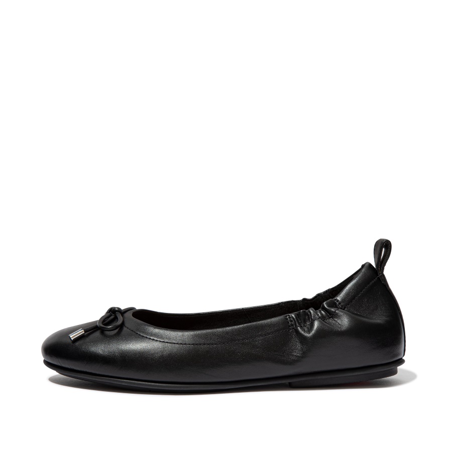 Fitflop Sapatilha De Couro Com Arco Todo Preto