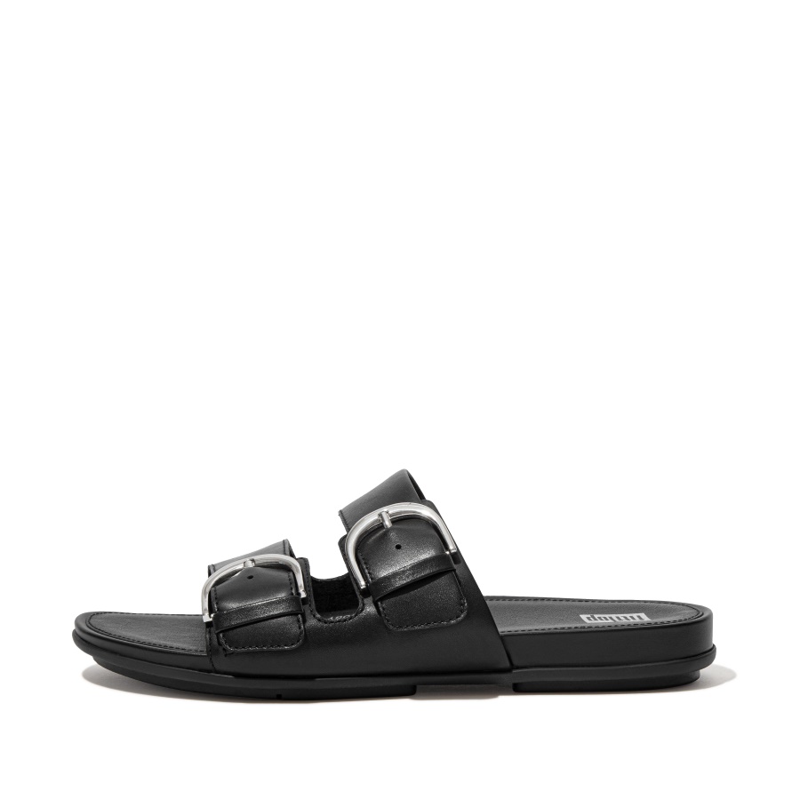 Chinelos De Couro Fitflop Fivela Todo Preto