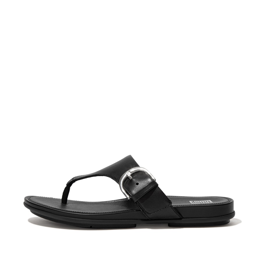 Sandália Fitflop De Couro Com Fivela Preta
