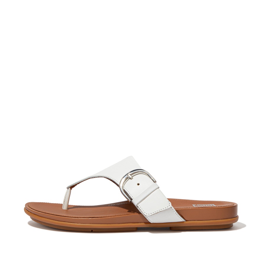 Fitflop Sandália Biqueira De Couro Com Fivela Urbana Branca