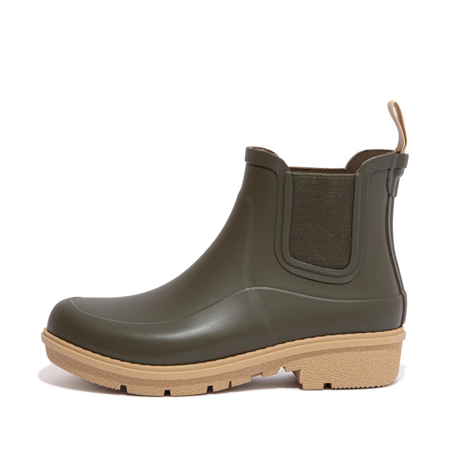 Botas De Chuva Chelsea Com Sola Contrastante Fitflop Musgo Mix