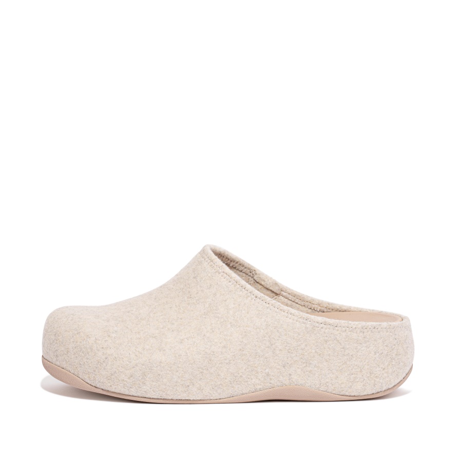 Fitflop Chinelos Tamancos De Feltro Macio Marfim