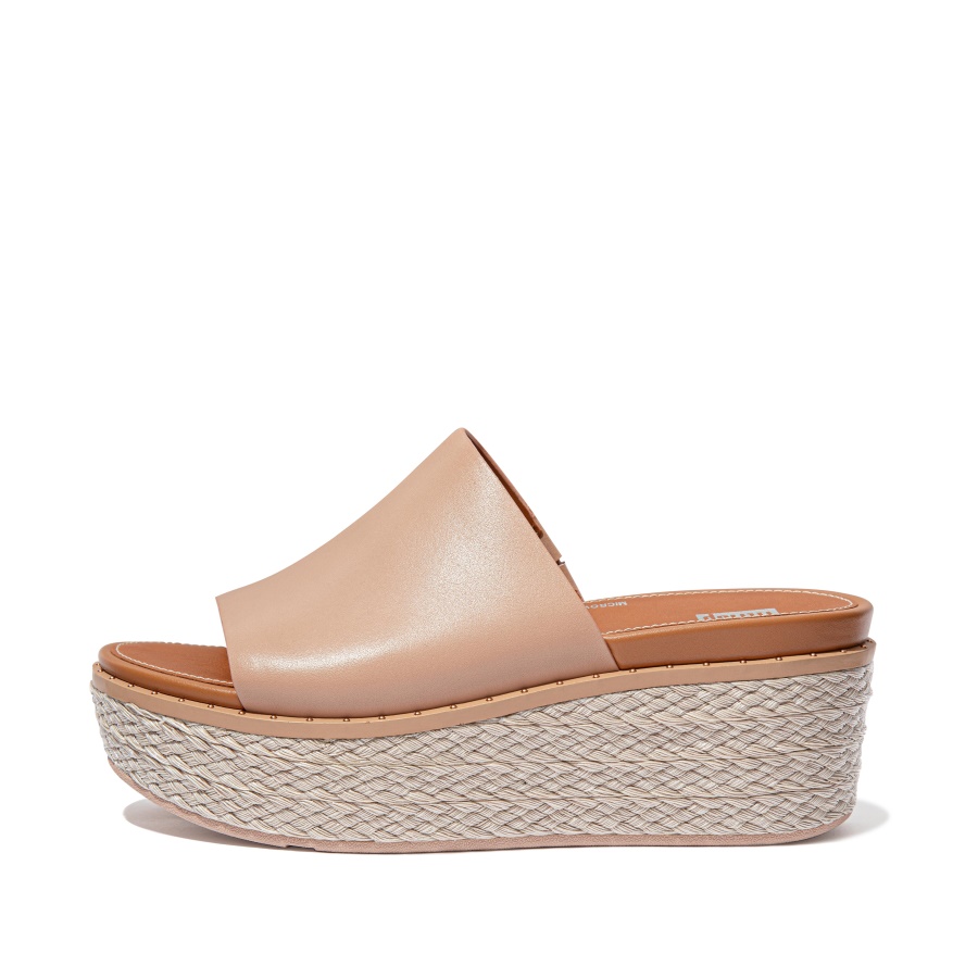 Fitflop Alpargatas De Couro Com Cunha Nude Rosa