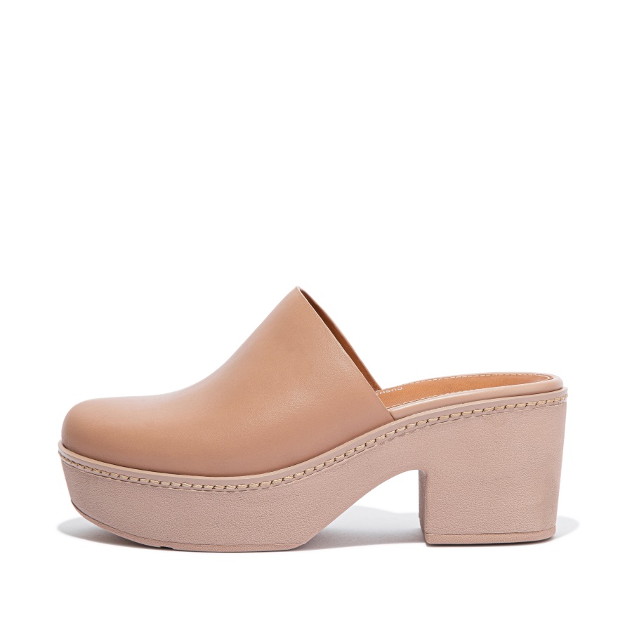 Fitflop Couro Mule Plataformas Nude Rosa