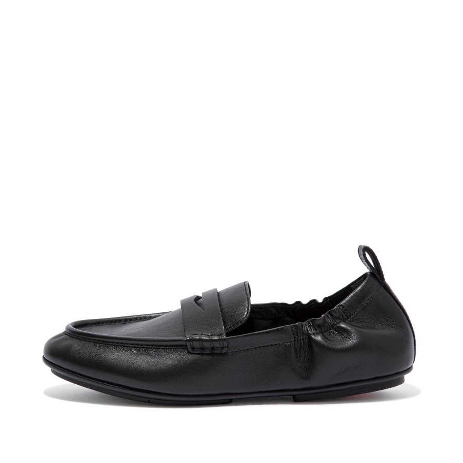 Mocassins De Couro Fitflop Todo Preto