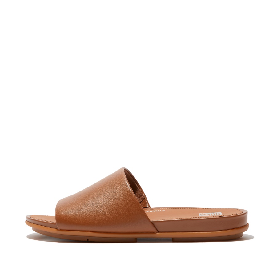 Slides De Couro Fitflop Bege Claro