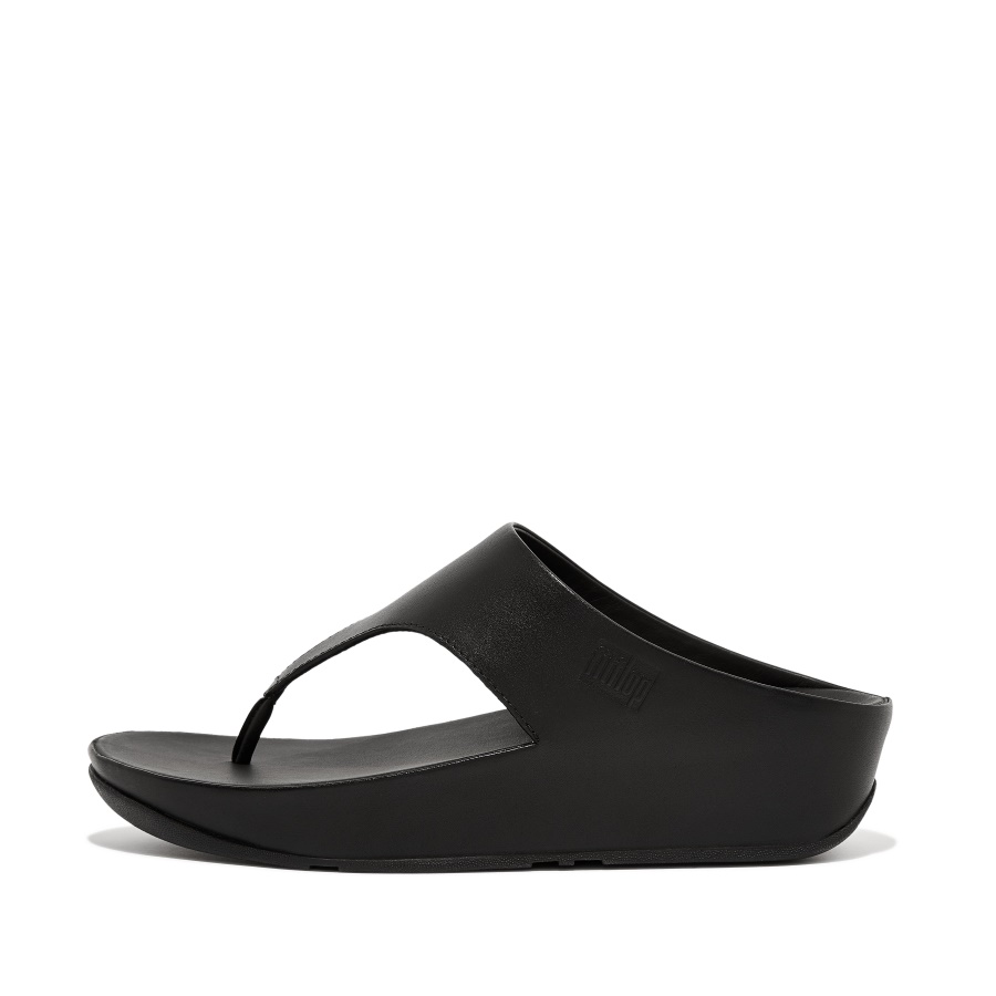 Sandália Fitflop De Couro Com Biqueira Toda Preta