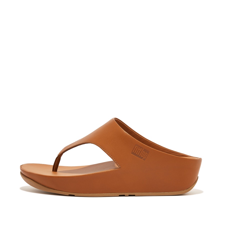 Fitflop Sandálias De Dedo Do Pé De Couro Tan Claro Shuv