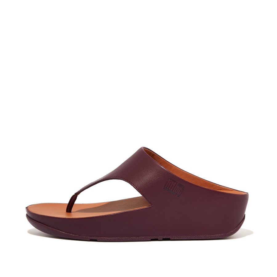 Fitflop Sandália Biqueira De Couro Ameixa