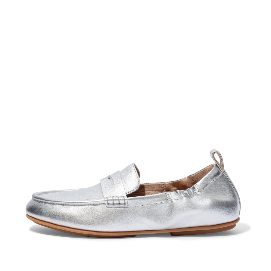 Mocassim Fitflop Couro Metalizado Prata