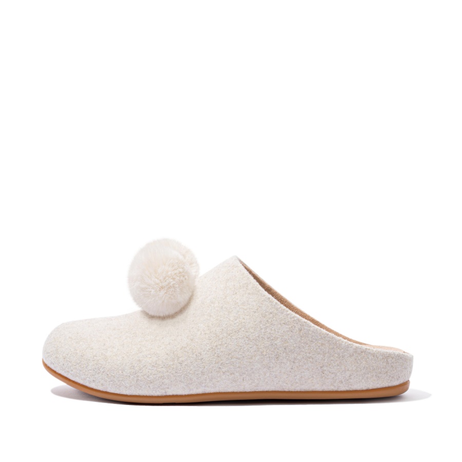 Fitflop Chinelos De Feltro Pom-pom Marfim