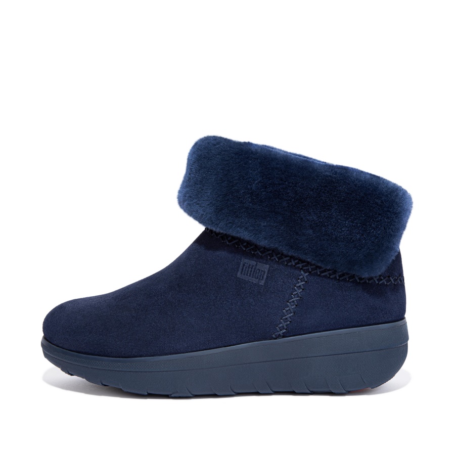 Fitflop Botins De Camurça Com Forro De Shearling Azul Marinho