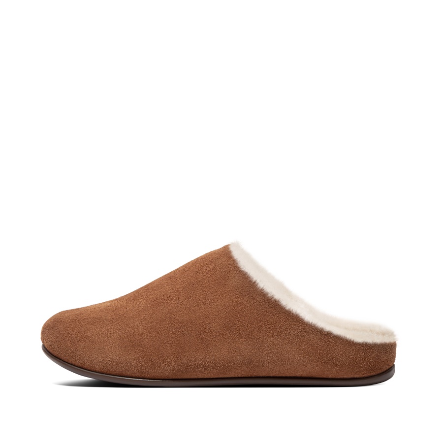 Chinelos De Camurça Fitflop Shearling Bege