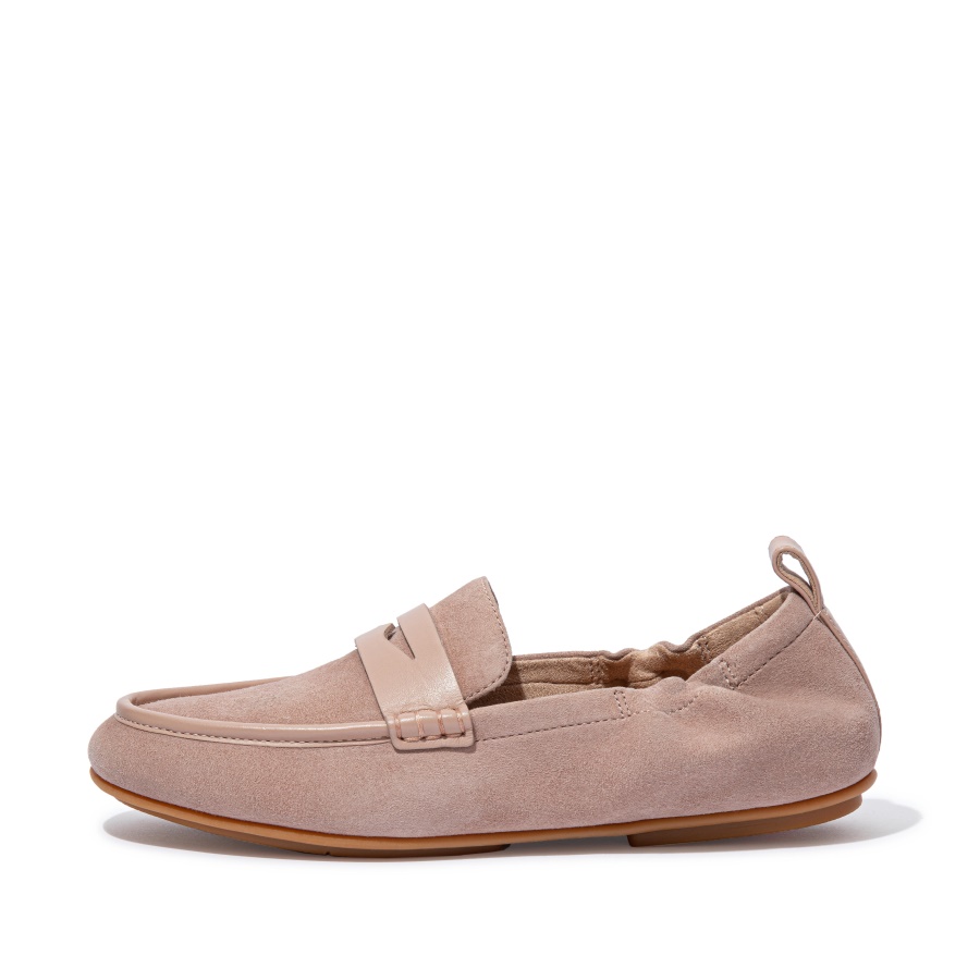 Mocassins De Camurça Fitflop Rosa Nude
