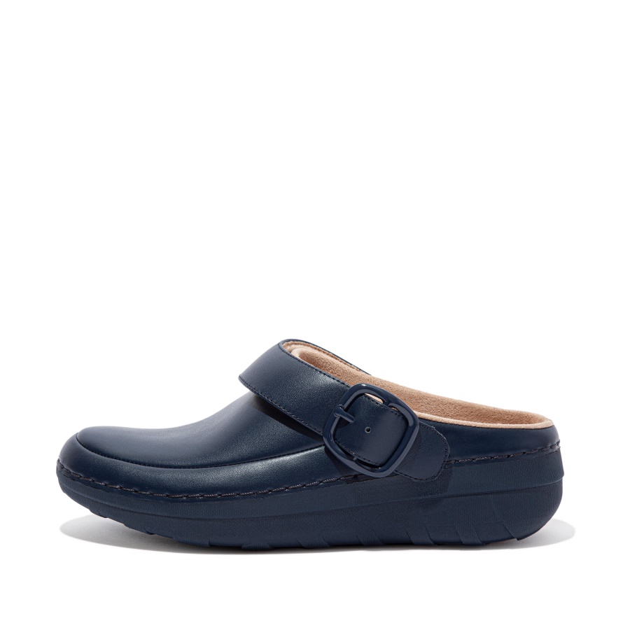 Fitflop Tamancos De Couro Superleve Meia-noite