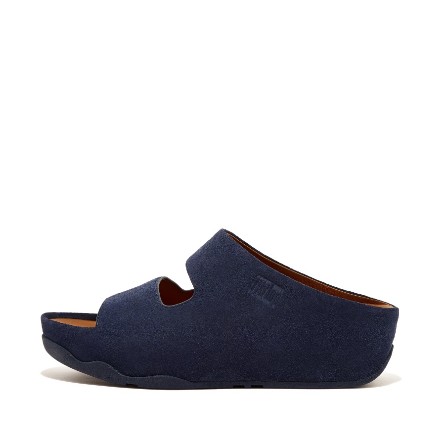 Fitflop Duas Barras De Camurça Slides Meia-noite Marinha