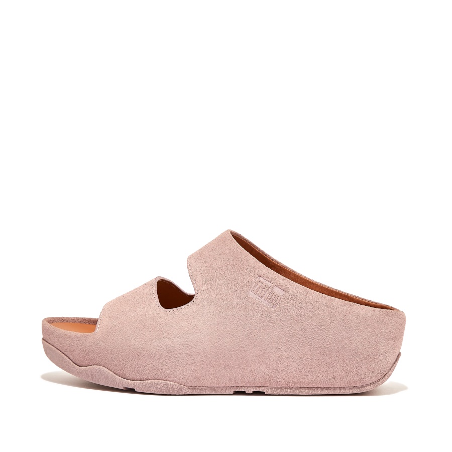 Fitflop Duas Barras De Camurça Slides Céu Rosa