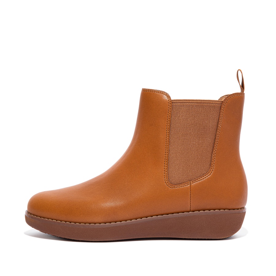 Fitflop Botas Chelsea De Couro à Prova D'água Bege Claro