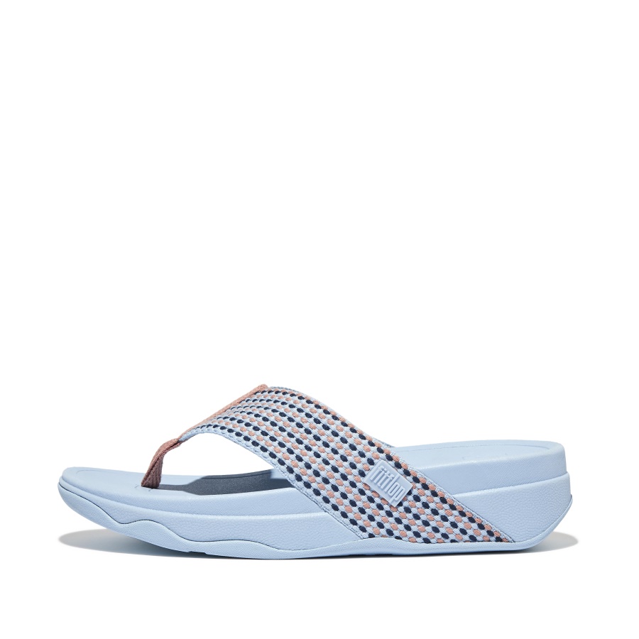 Fitflop Sandálias De Dedo Do Pé De Teia Mix Azul Céu